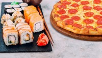 Суши, пицца – популярные блюда, доступные для заказа